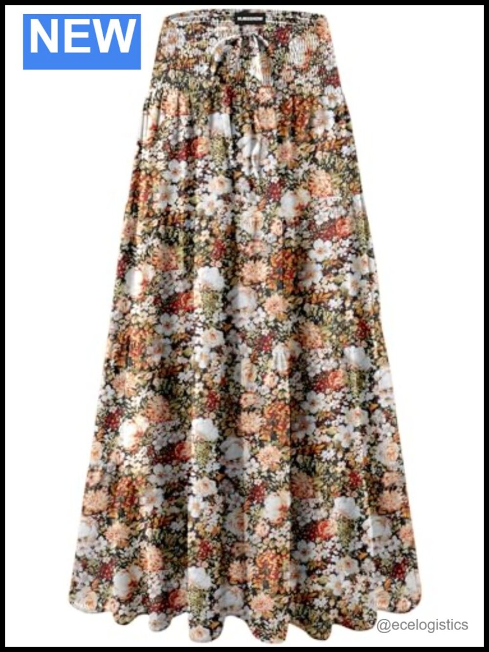 Women's High-Waist Ruffle Maxi Skirt, Pleated A-Line Long Skirt with